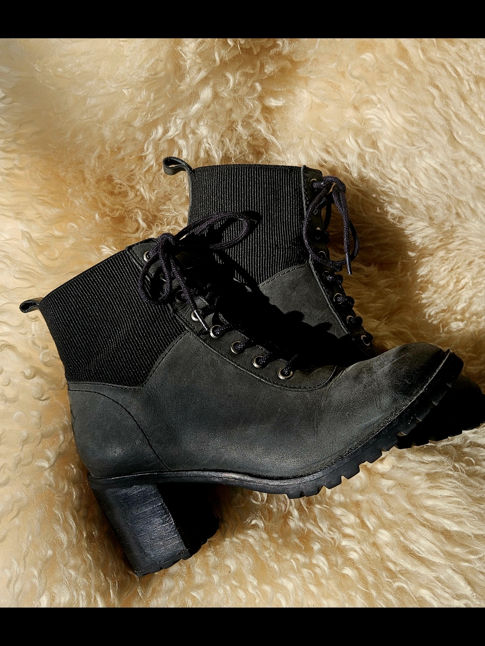 Matisse Moss Green Leather Lace-Up Combat Moto Boots Sz. 8.5